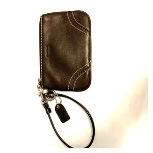 Coach brown leather wristlet